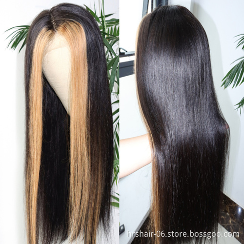 Wholesale Highlight Human Hair Wig Lace Front Highlighted Human Hair 4*4 Closure Glueless Wig For Black Women